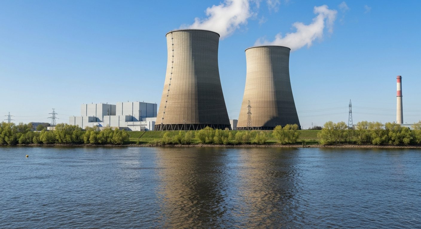 Centrale nucléaire au bord d'un fleuve